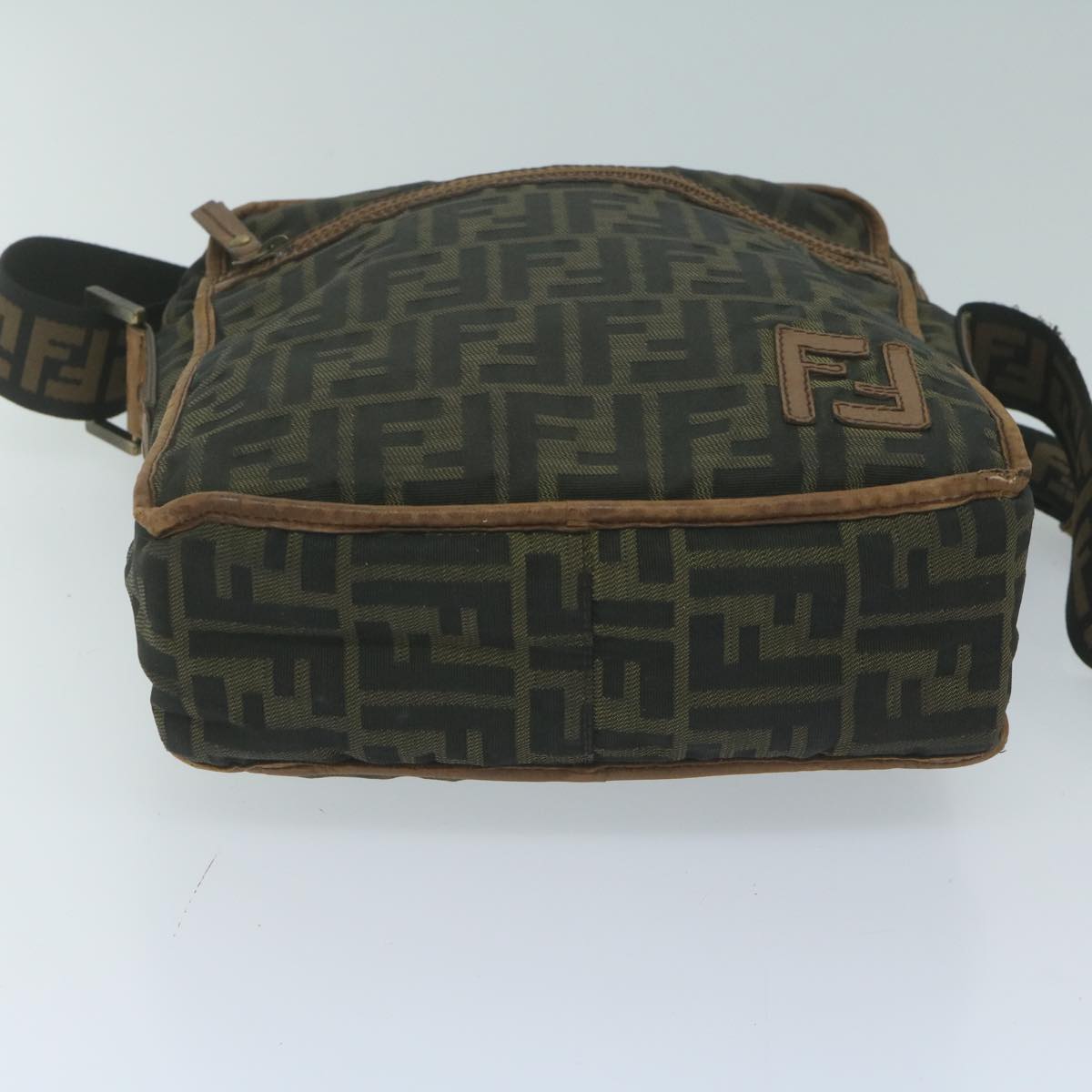 FENDI Zucca Canvas Shoulder Bag Black Brown 45817