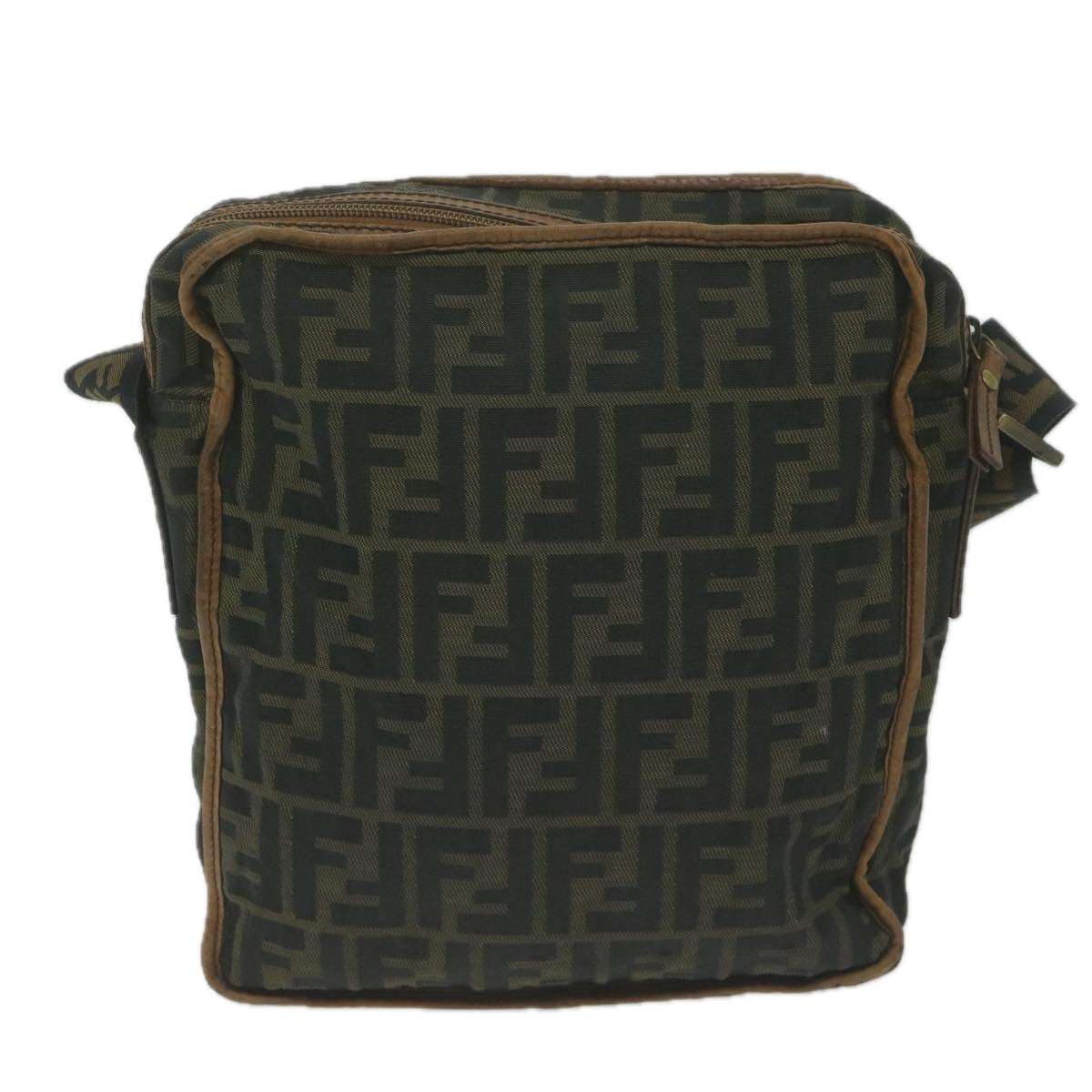 FENDI Zucca Canvas Shoulder Bag Black Brown 45817