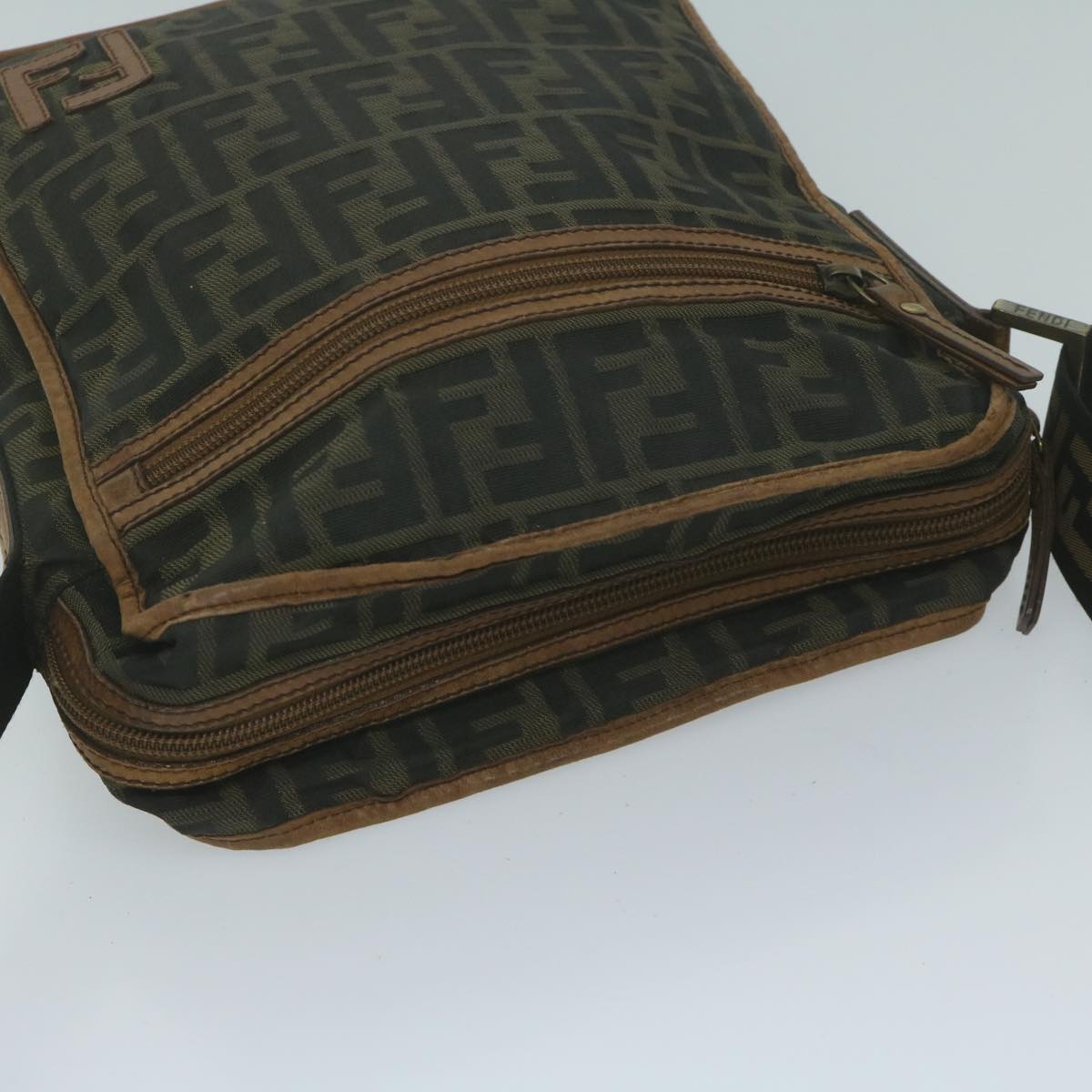 FENDI Zucca Canvas Shoulder Bag Black Brown 45817