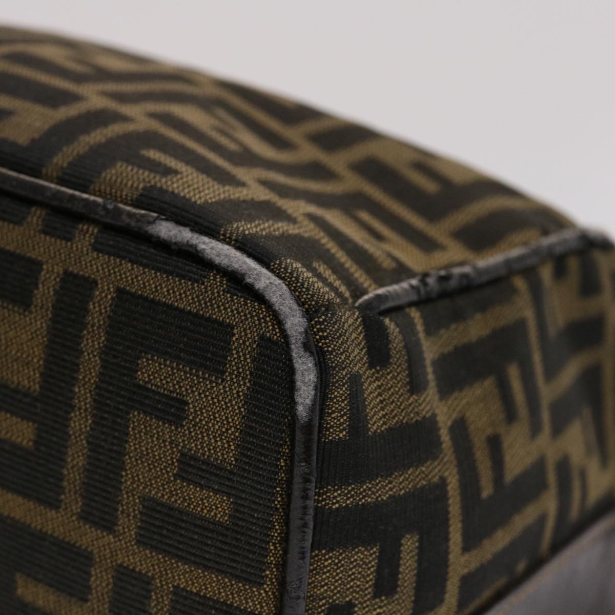 FENDI Zucca Canvas Hand Bag Black Brown 2111 26348 088 45832