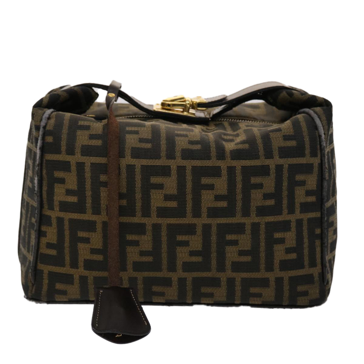 FENDI Zucca Canvas Hand Bag Black Brown 2111 26348 088 45832