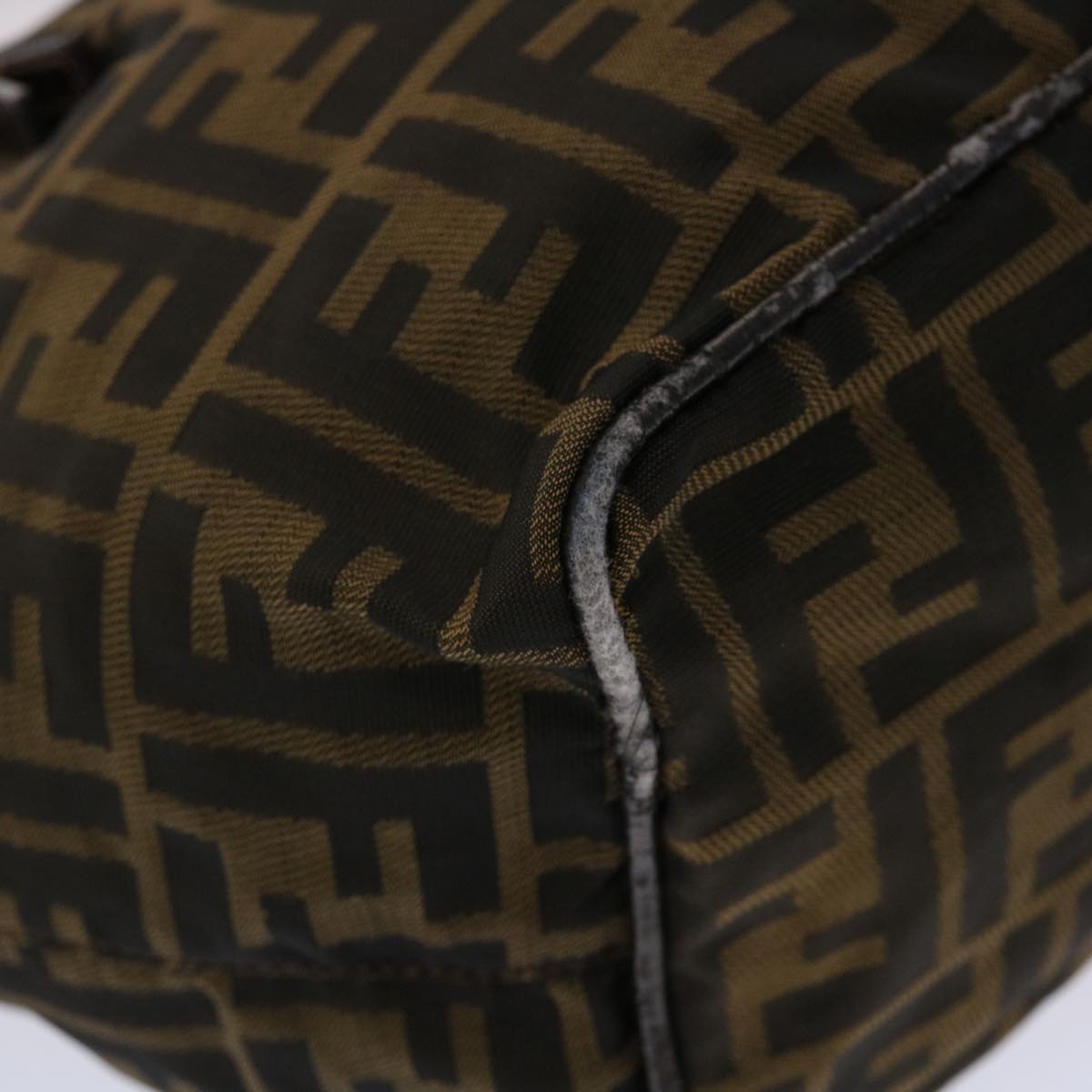 FENDI Zucca Canvas Hand Bag Nylon Brown Black 45877