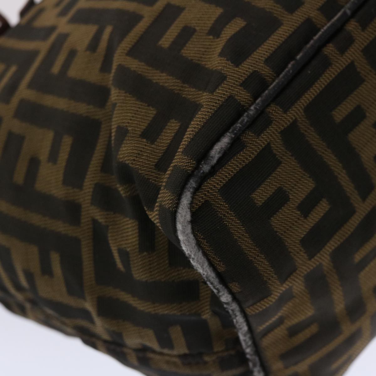 FENDI Zucca Canvas Hand Bag Nylon Brown Black 45877