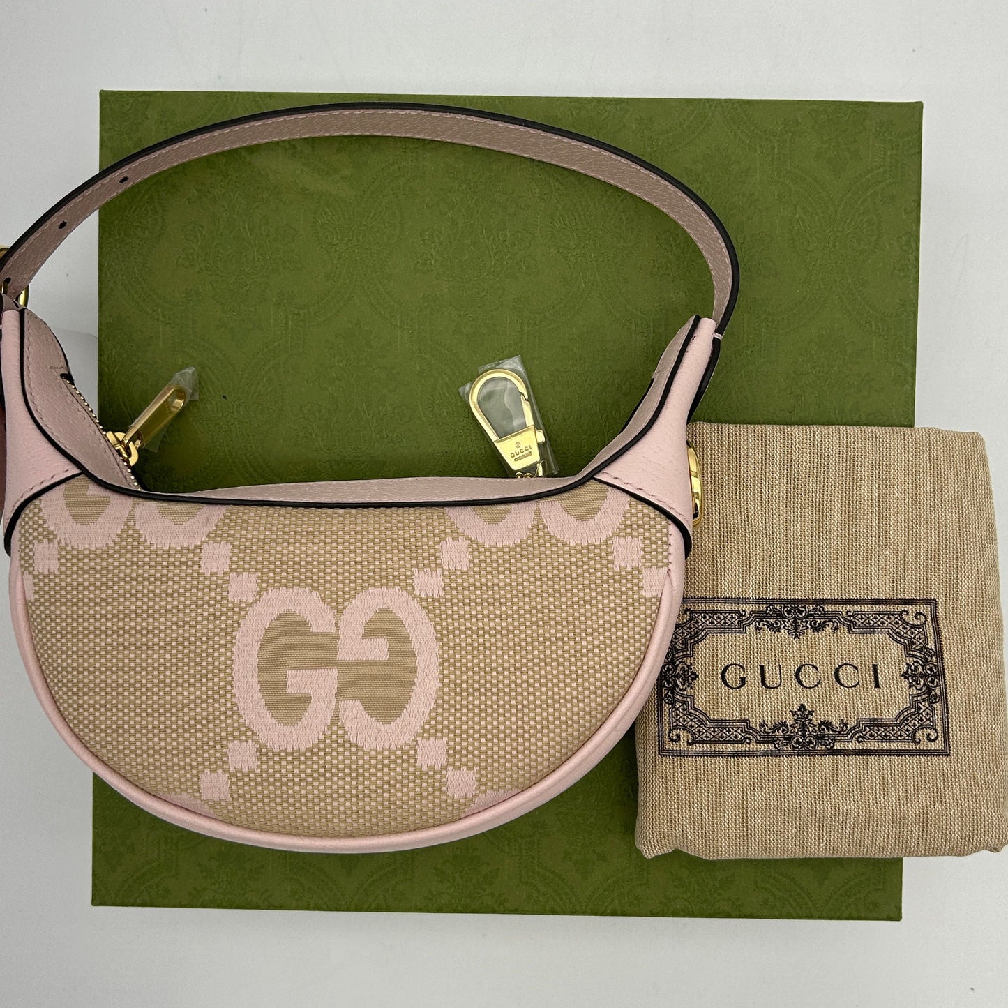GUCCI Ophidia GG Canvas Leather Pink Mini Bag gu9990bd