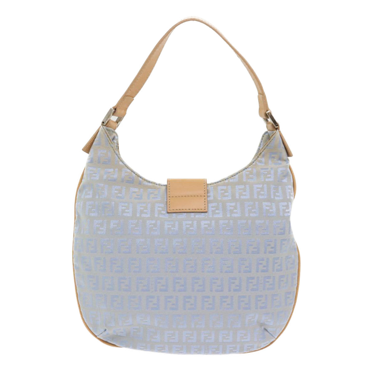 FENDI Mamma Baguette Zucchino Canvas Shoulder Bag Nylon Light Blue 46673
