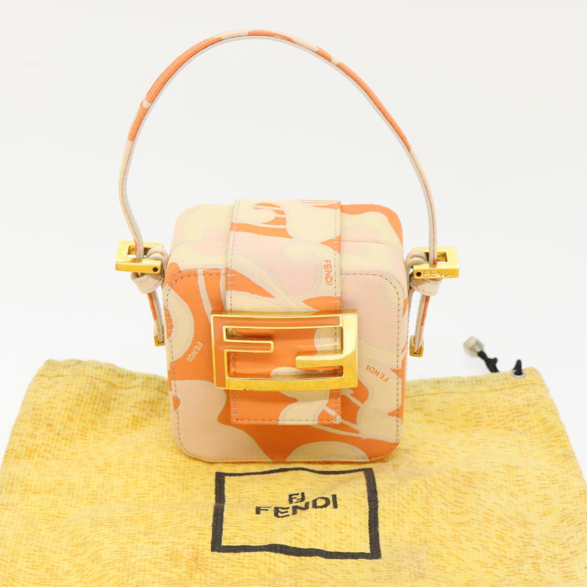 FENDI Mini Mamma Baguette Pouch Nylon Orange 46674