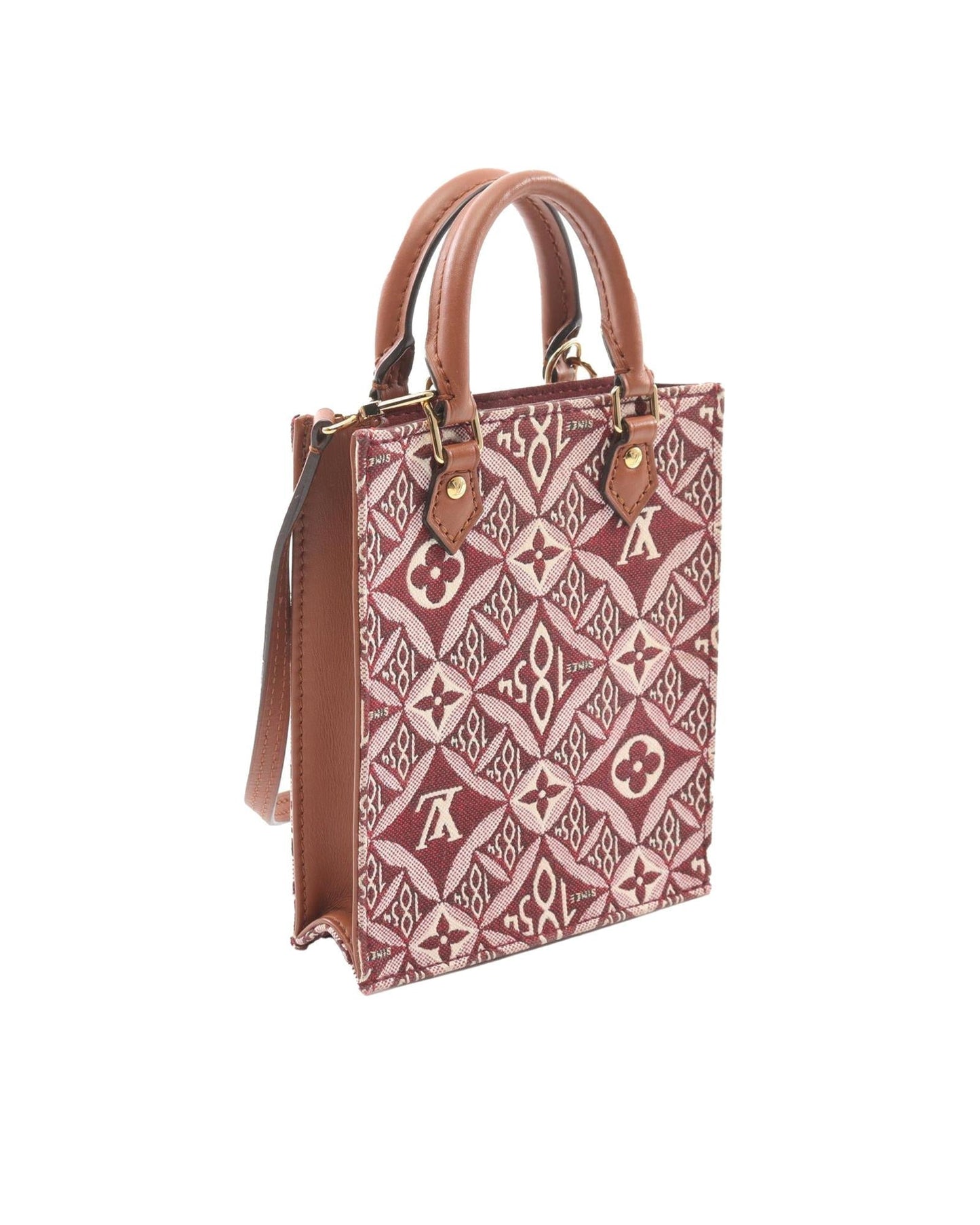 Petit Sac Plat Canvas Tote with Leather Trim and Detachable Strap