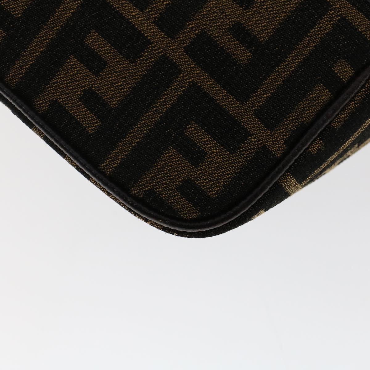 FENDI Zucca Canvas Shoulder Bag Brown Black 47059