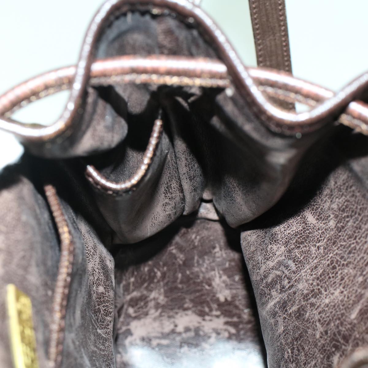 FENDI Zucca Canvas Shoulder Bag Brown Black 47059