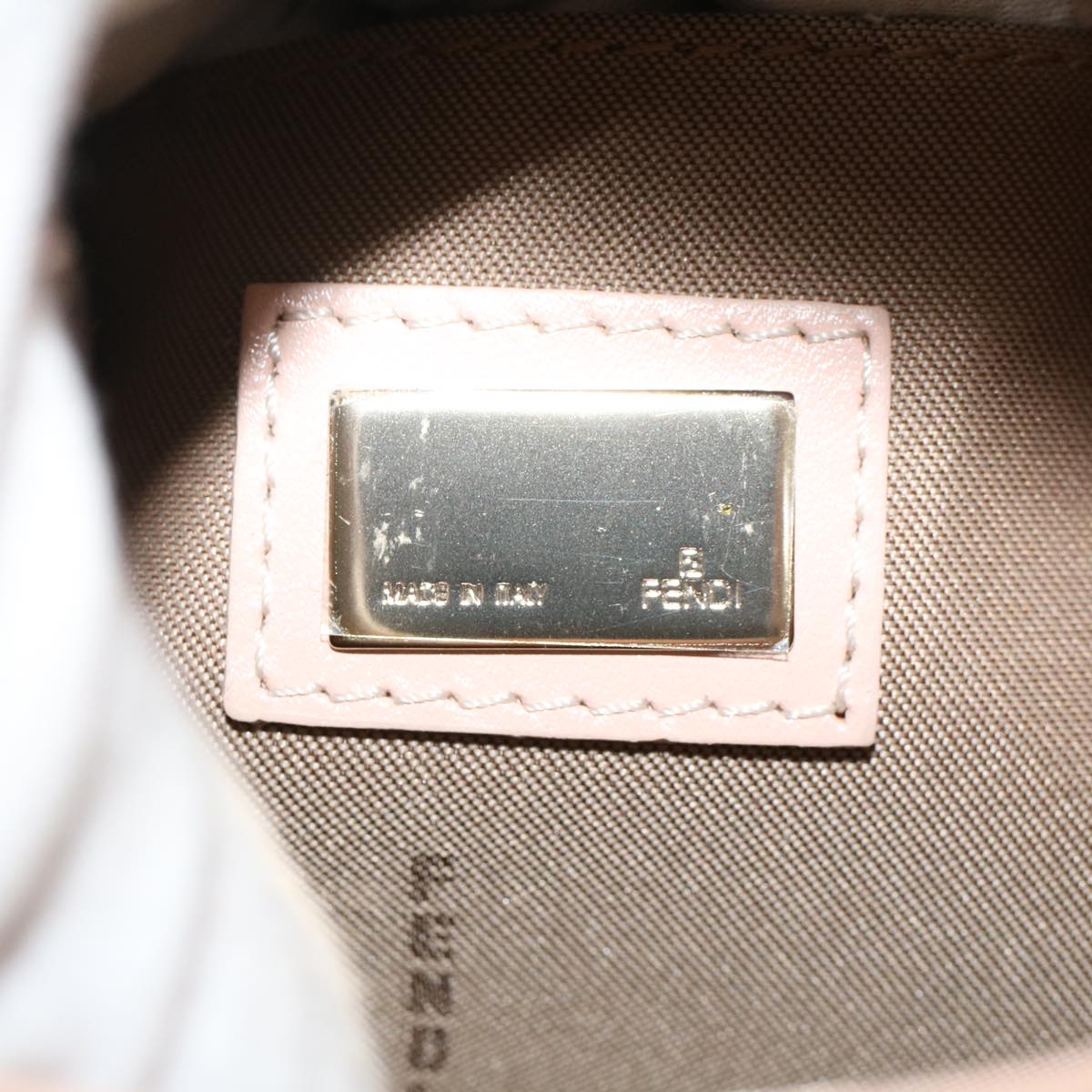 FENDI Mamma Baguette Shoulder Bag Straw Beige Pink 47062