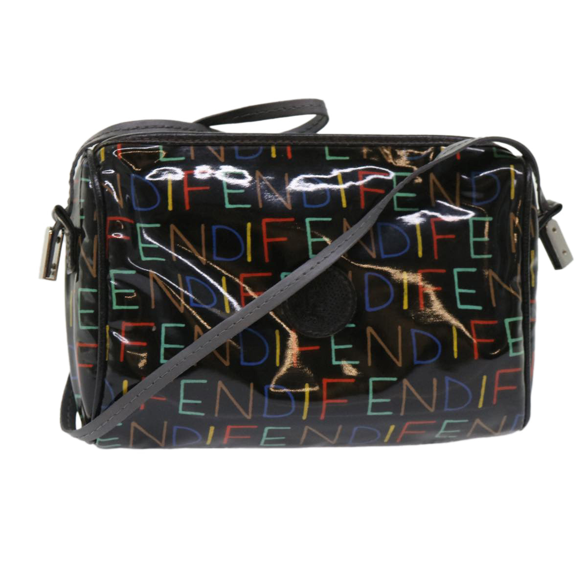 FENDI Shoulder Bag Enamel Black Multicolor 47063