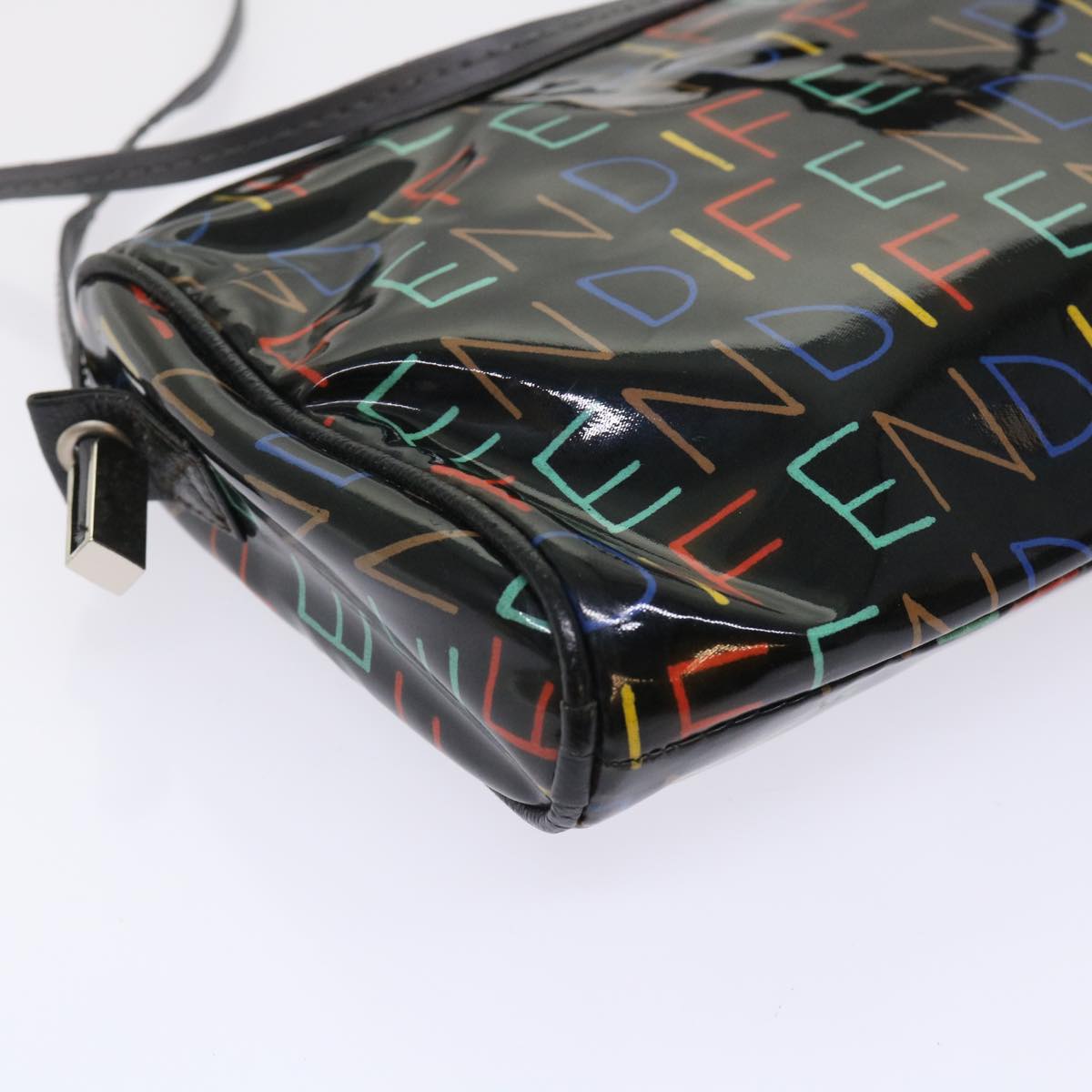 FENDI Shoulder Bag Enamel Black Multicolor 47063