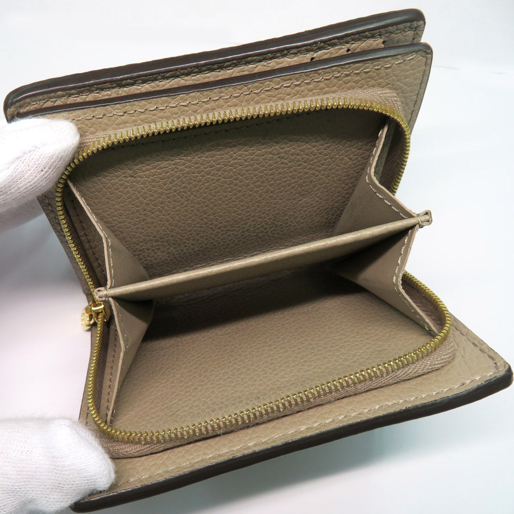 Louis Vuitton Portefolio Clair M80152 Monogram Emplant Turtle Double Fold Wallet Beige Gold  Small Coin Input Leather   Vintage Wood