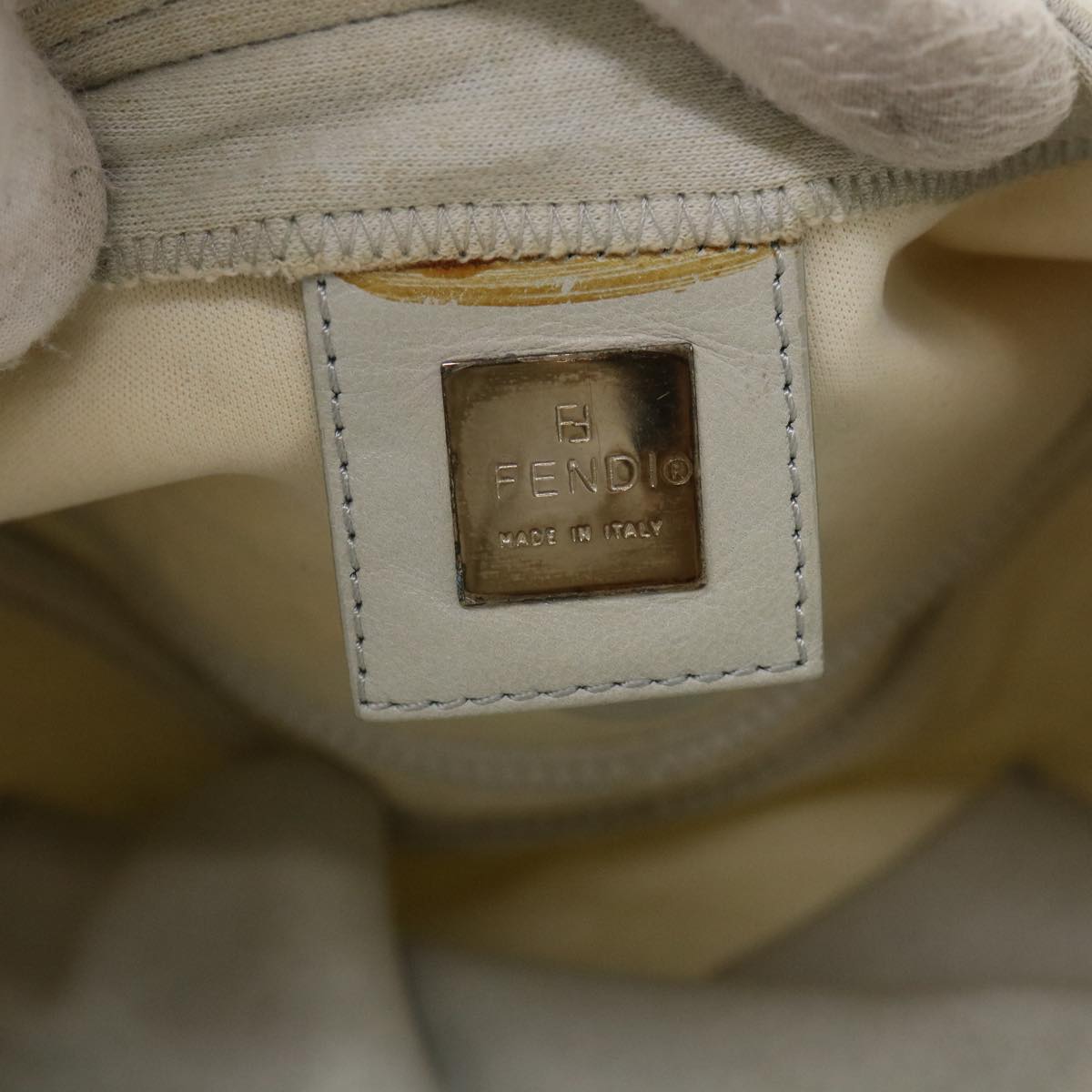 FENDI Mamma Baguette Shoulder Bag Cotton White 47107
