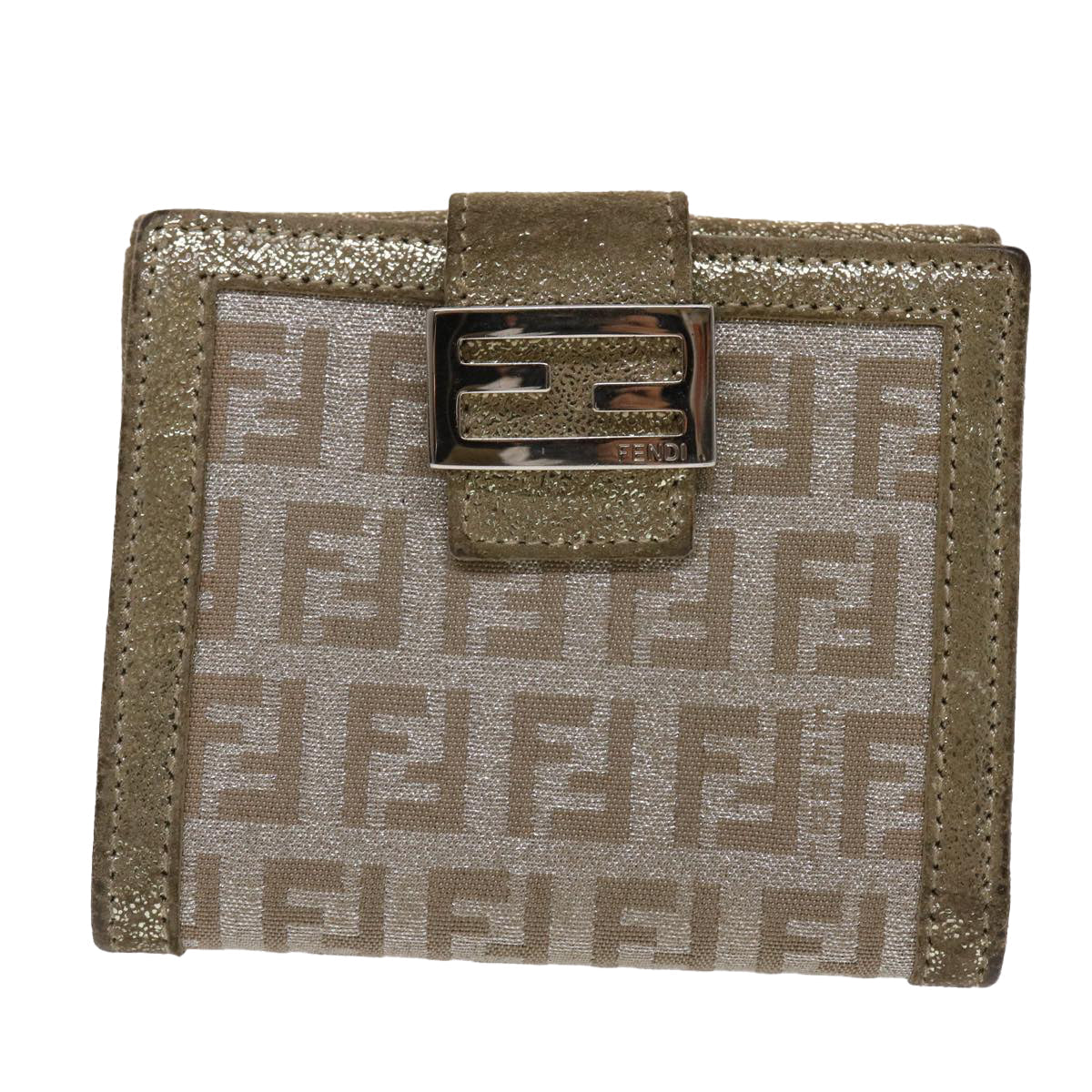 FENDI Zucchino Canvas Wallet Silver 47197