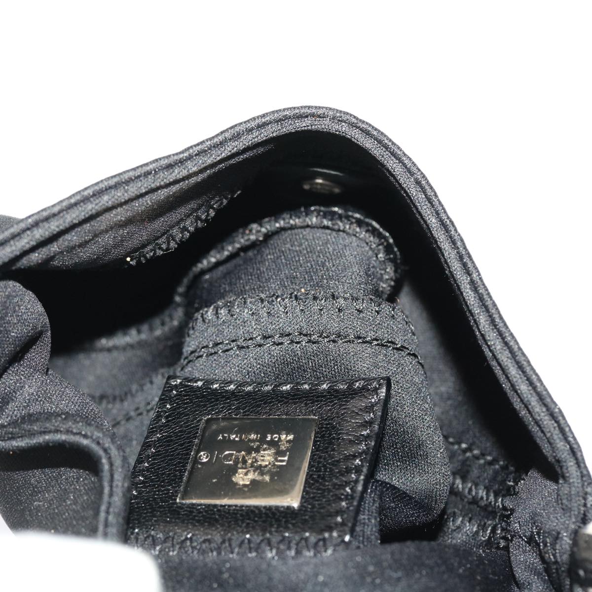 FENDI Mini Mamma Baguette Pouch Nylon Leather Black 47384