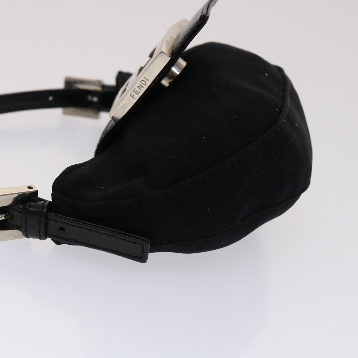 FENDI Mini Mamma Baguette Pouch Nylon Leather Black 47384