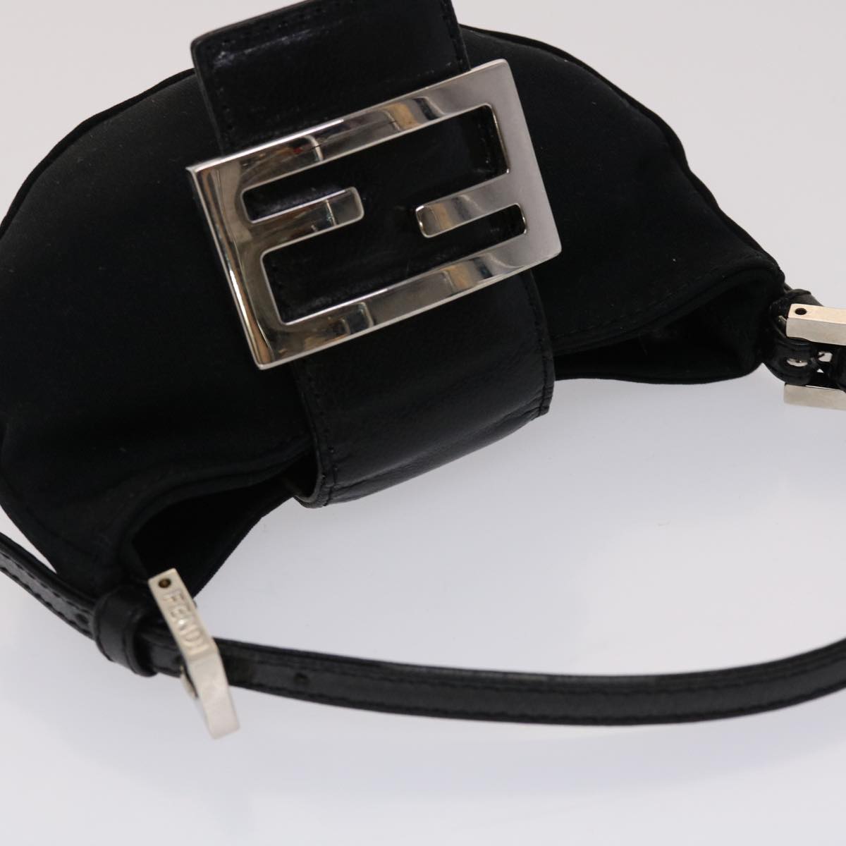 FENDI Mini Mamma Baguette Pouch Nylon Leather Black 47384