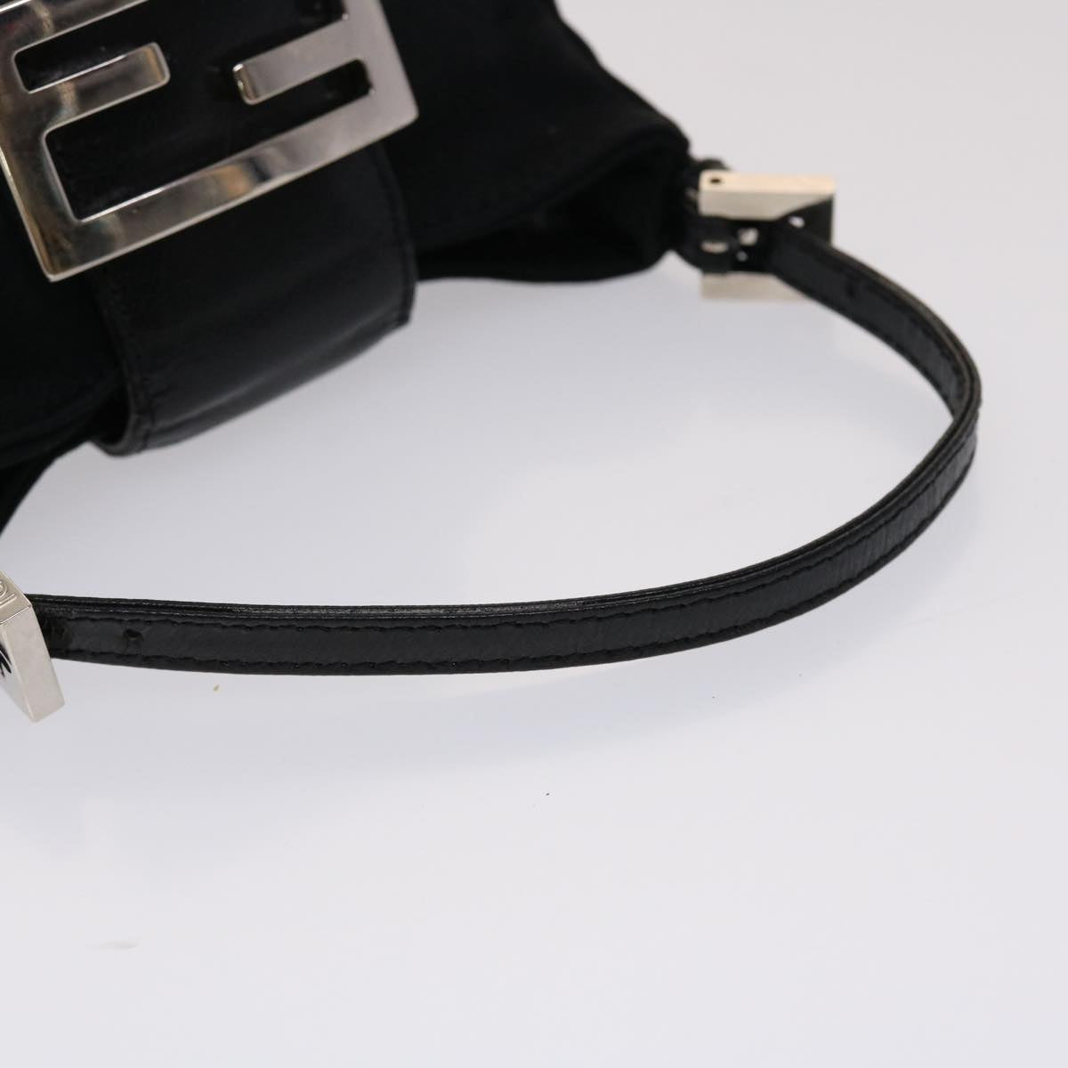 FENDI Mini Mamma Baguette Pouch Nylon Leather Black 47384
