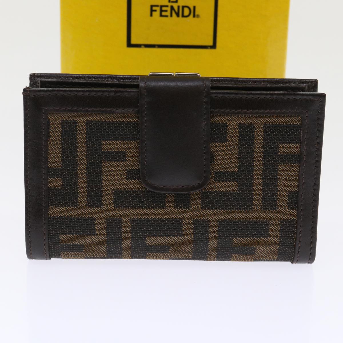 FENDI Zucca Canvas Wallet Black Brown 2251-01692-009 47535