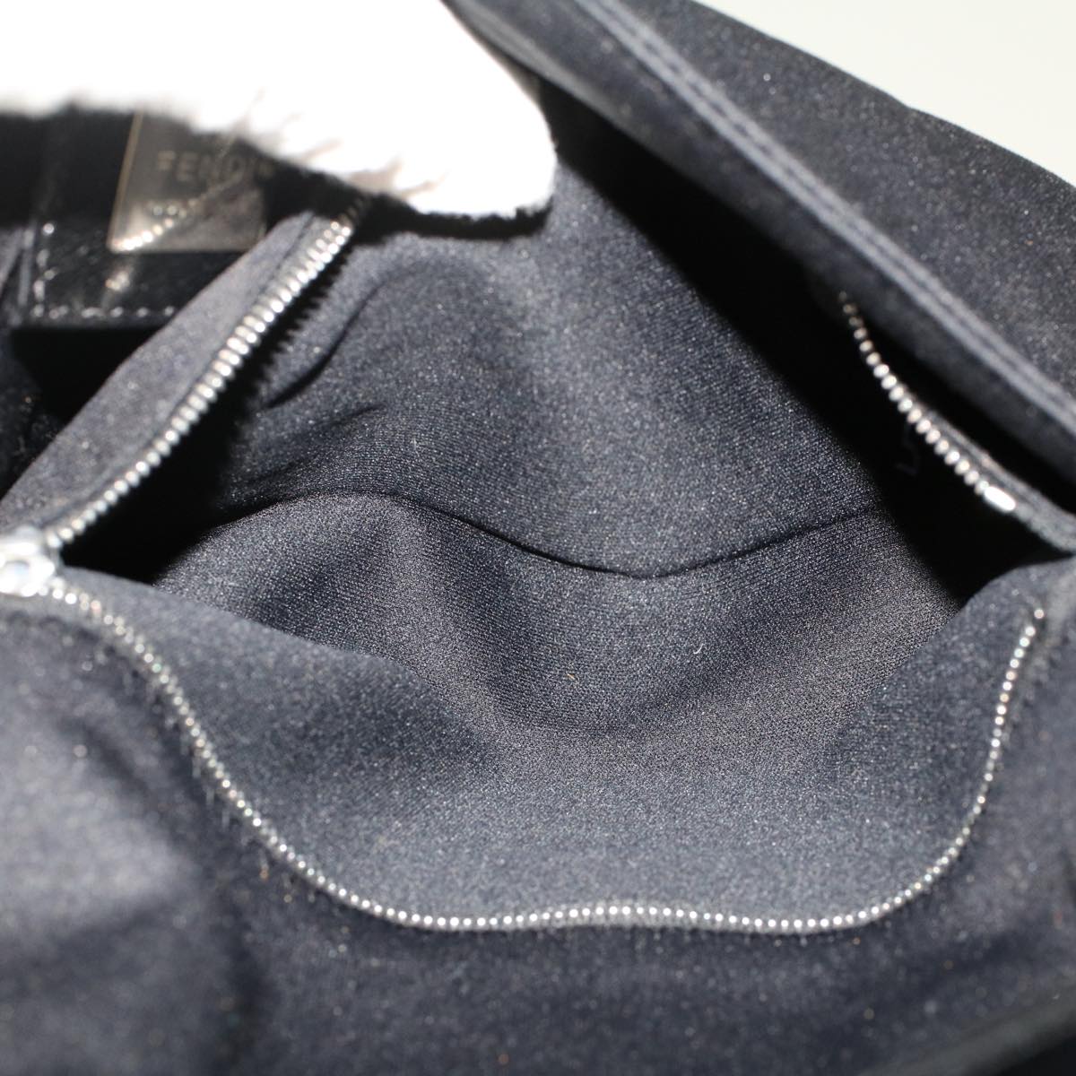 FENDI Mamma Baguette Shoulder Bag Nylon Leather Black 47648