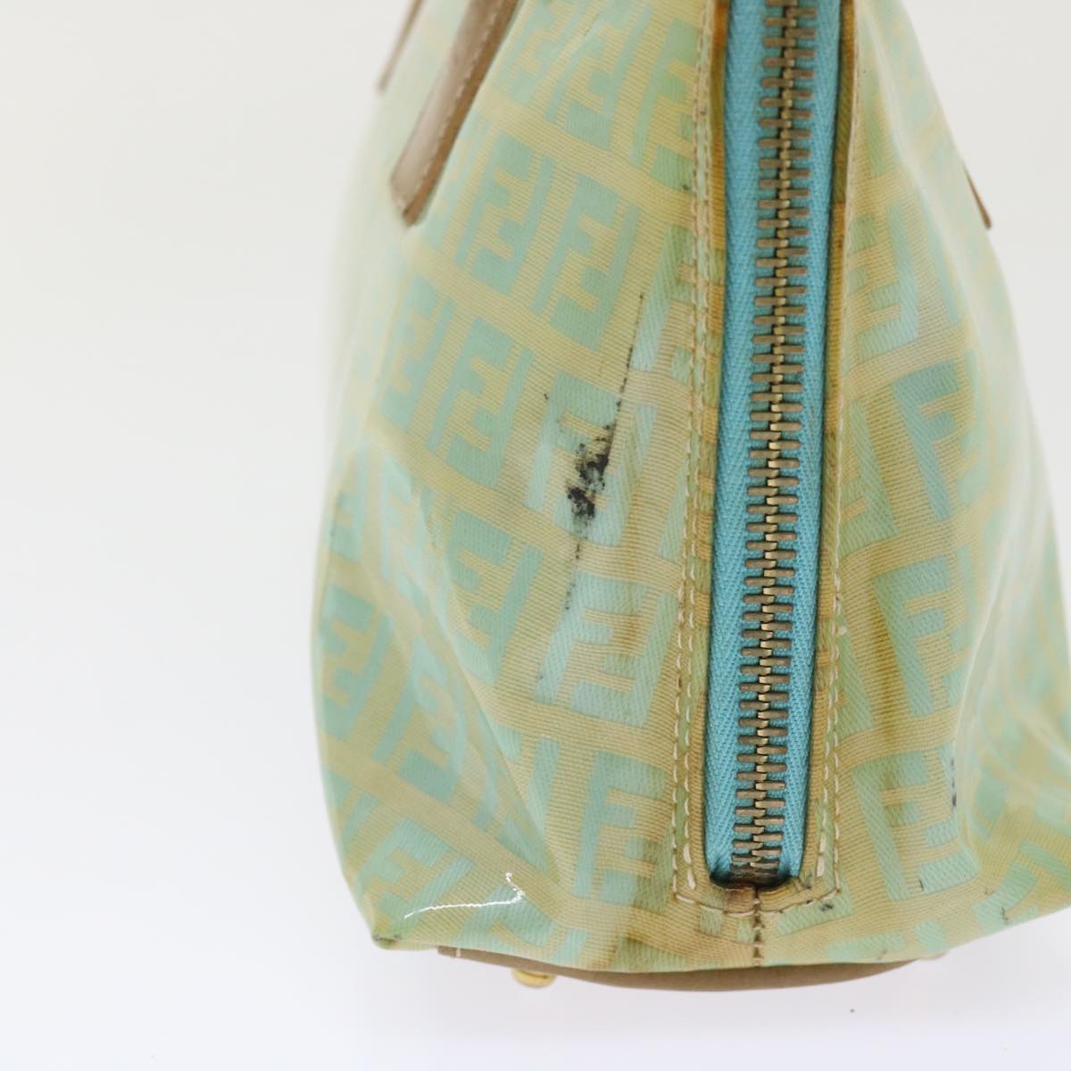 FENDI Zucchino Canvas Hand Bag Enamel Light Blue 47649