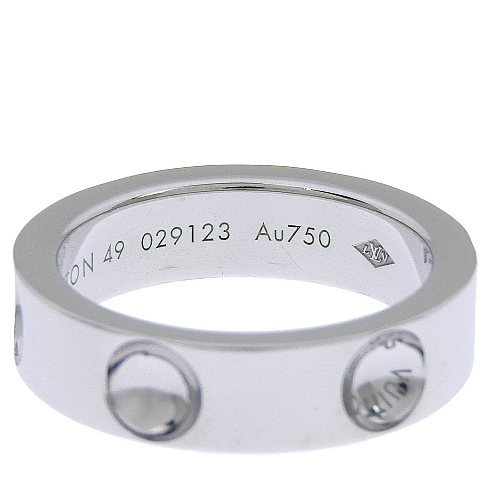 Louis Vuitton Pittburg 9.5 Ring Implant UHA875 K18 White G French Made  7.0g Petit Berg
