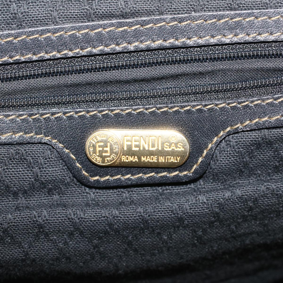 FENDI Zucca Canvas Boston Bag PVC Leather Brown Black 48144