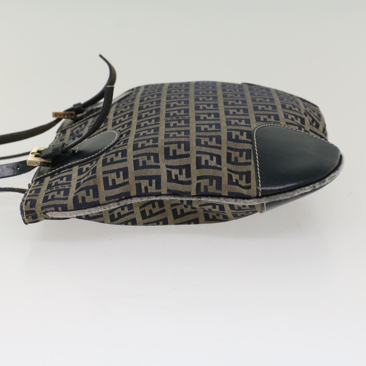 FENDI Zucchino Canvas Shoulder Bag Nylon Navy 48160