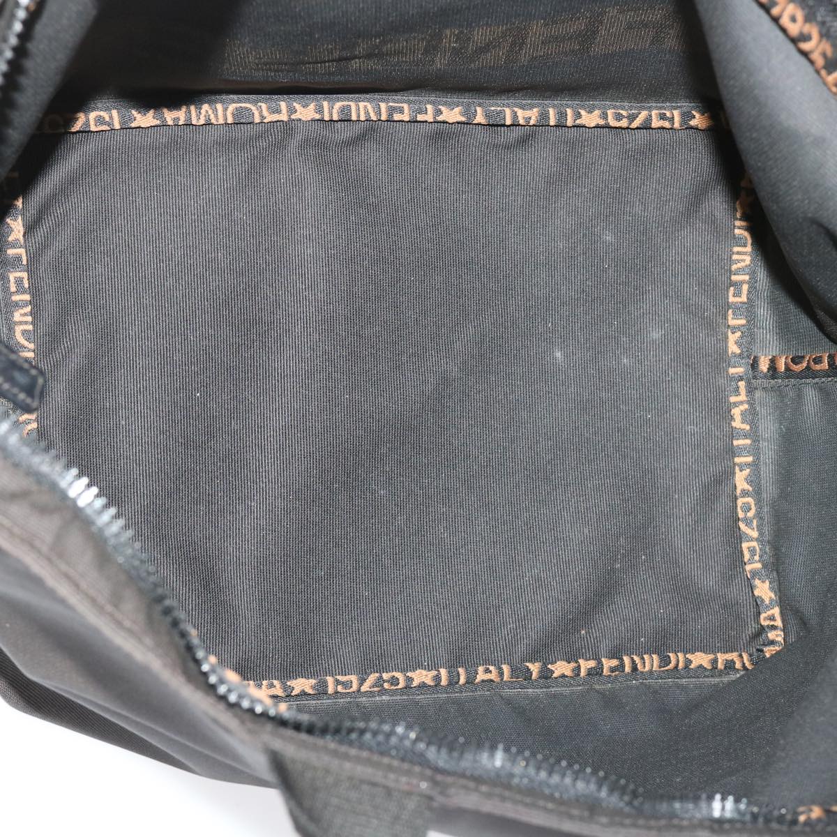 FENDI Hand Bag Nylon Black Brown 48222