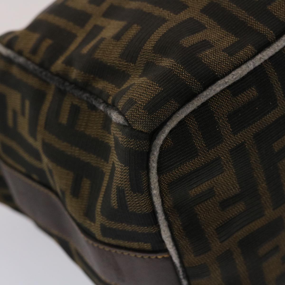 FENDI Zucca Canvas Hand Bag Nylon Brown Black 48233