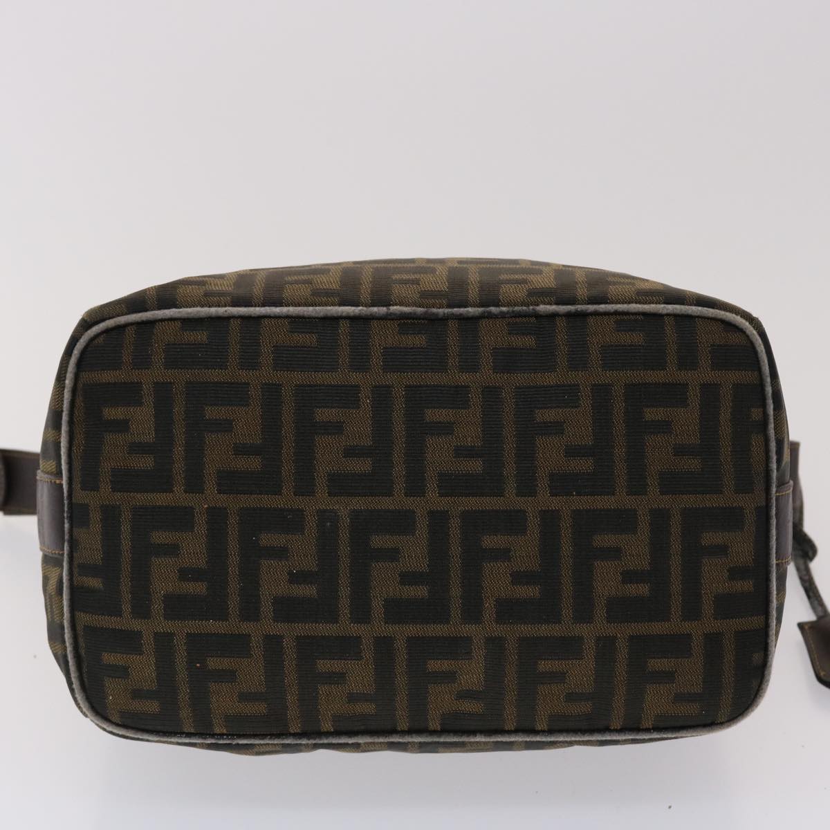 FENDI Zucca Canvas Hand Bag Nylon Brown Black 48233