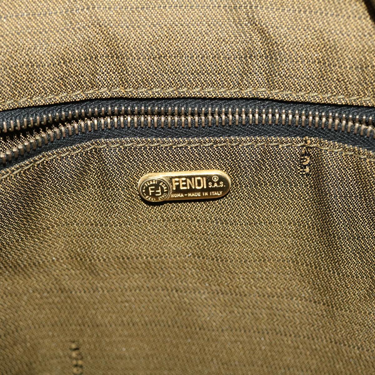 FENDI Zucca Canvas Hand Bag Leather Black Brown 48281