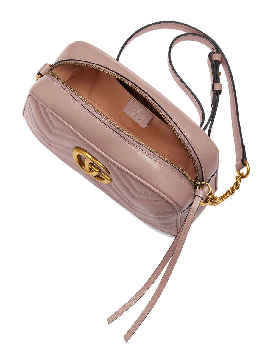GG Marmont Small MatelassÃƒÆ’Ã‚Â© Zipped Dusty Pink Shoulder Bag