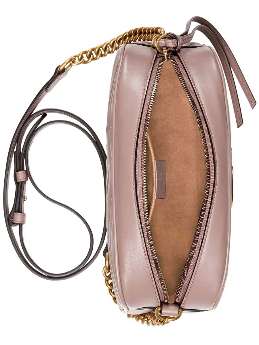 GG Marmont Small MatelassÃƒÆ’Ã‚Â© Zipped Dusty Pink Shoulder Bag
