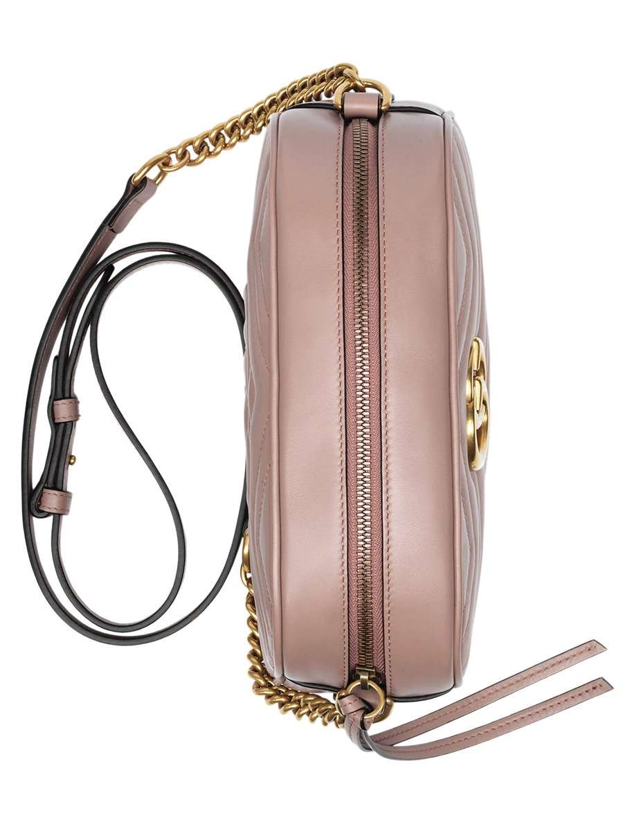 GG Marmont Small MatelassÃƒÆ’Ã‚Â© Zipped Dusty Pink Shoulder Bag