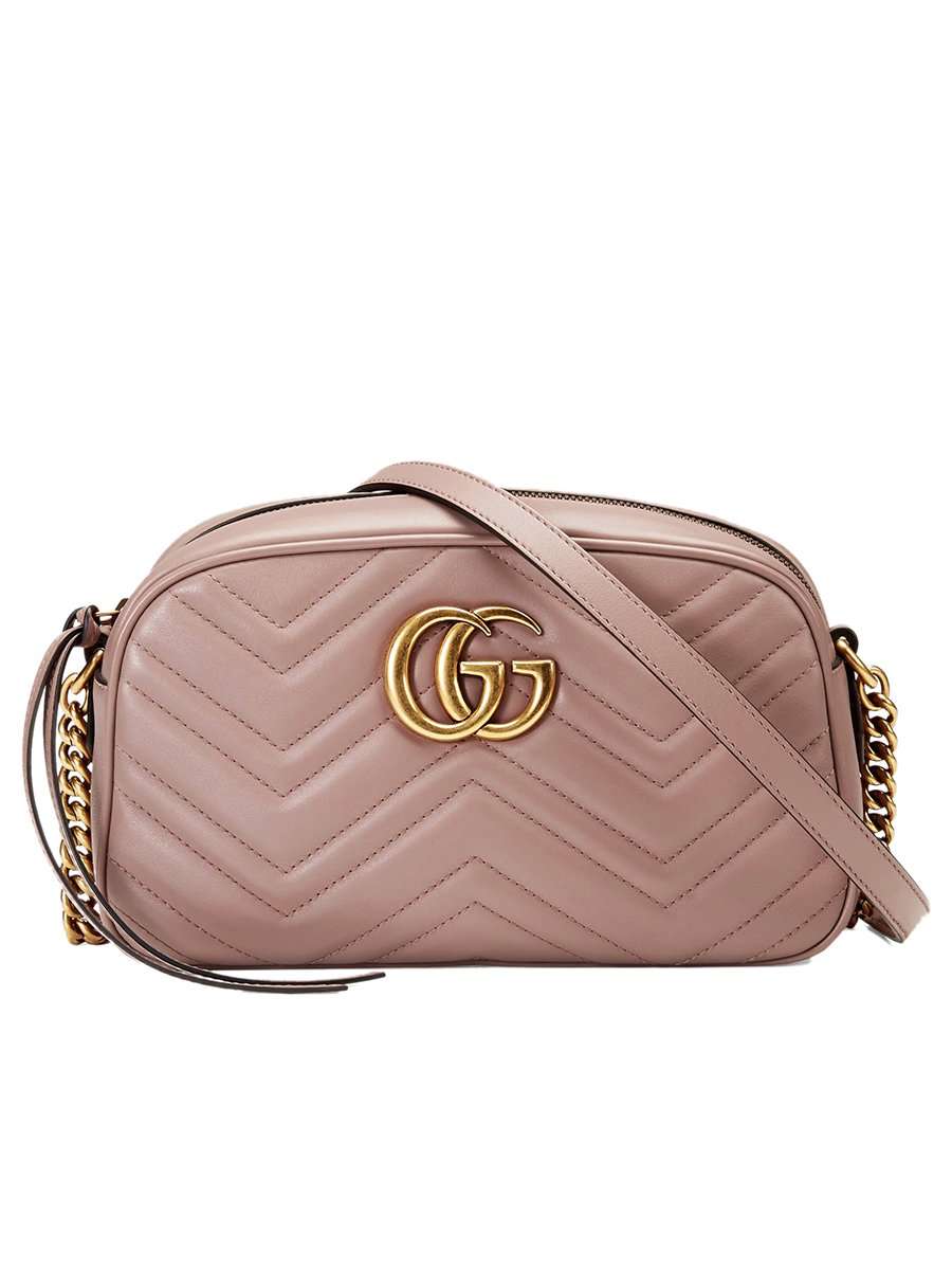 GG Marmont Small MatelassÃƒÆ’Ã‚Â© Zipped Dusty Pink Shoulder Bag