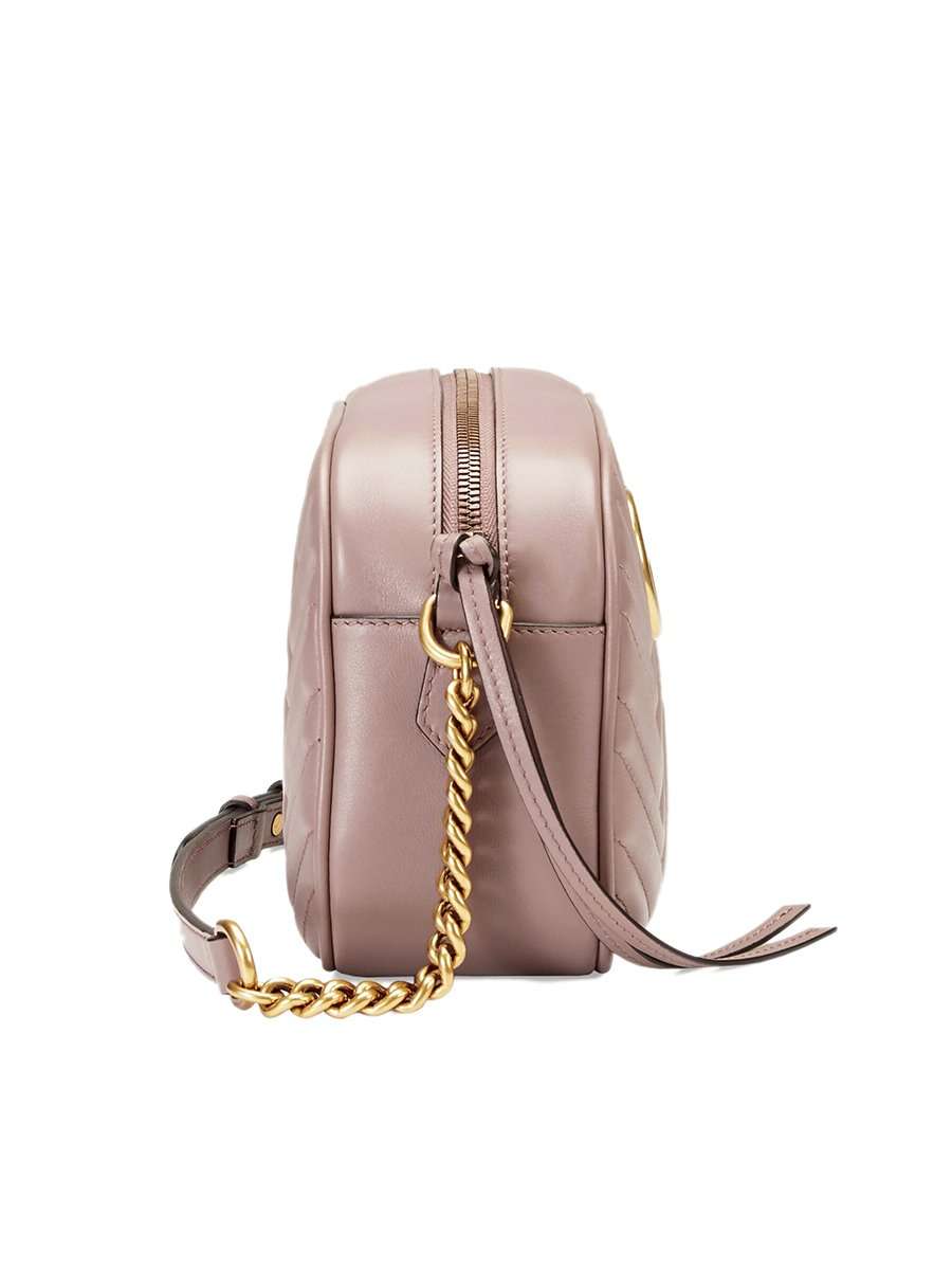 GG Marmont Small MatelassÃƒÆ’Ã‚Â© Zipped Dusty Pink Shoulder Bag