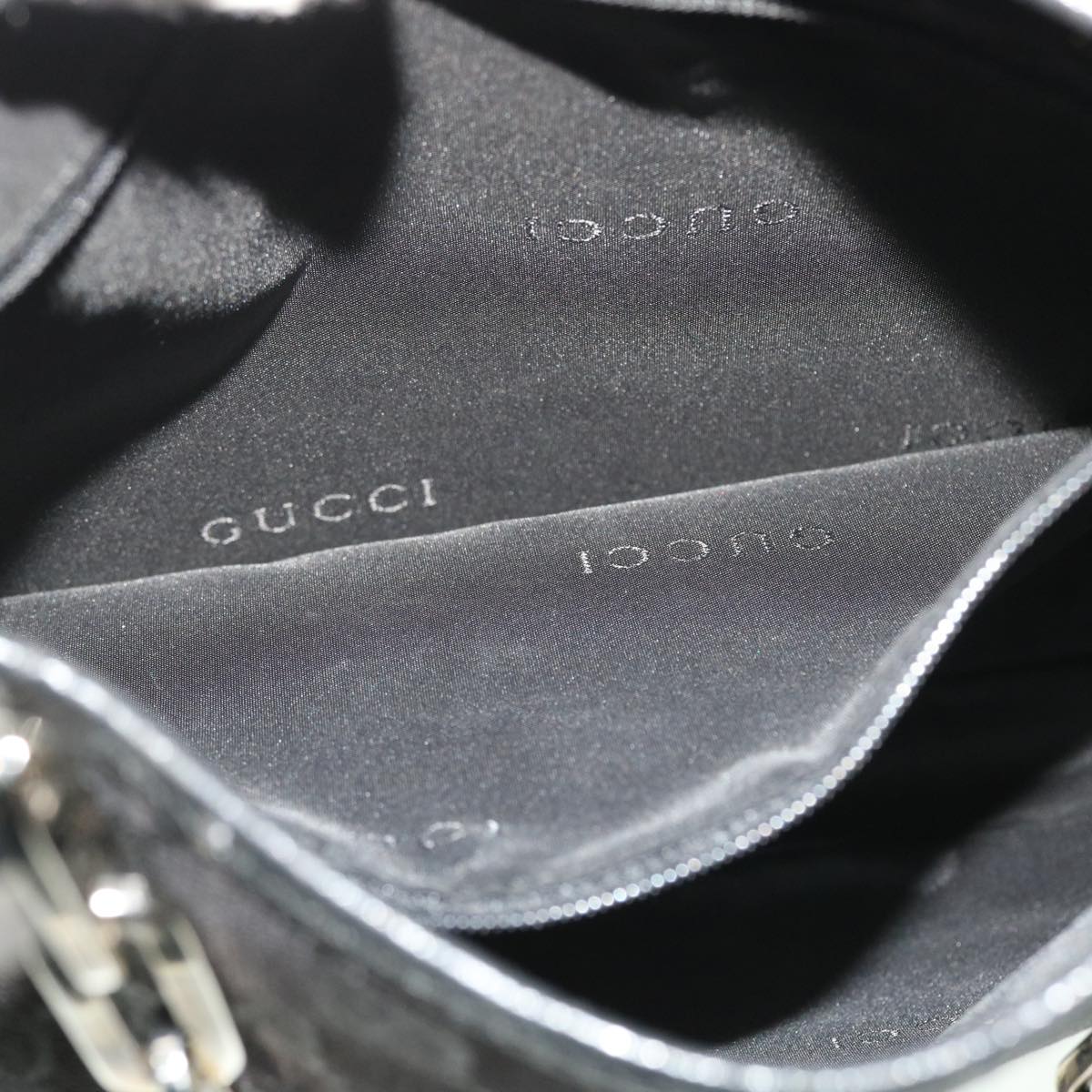 GUCCI GG Canvas Chain Jackie Hand Bag Leather Black 001 4015 48600