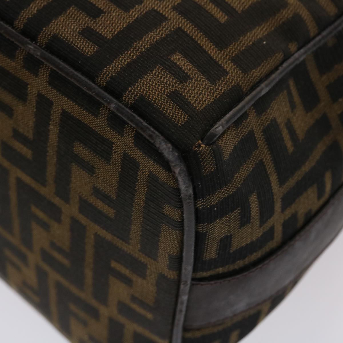 FENDI Zucca Canvas Pouch Leather Black Brown 2111 26348.098 48685