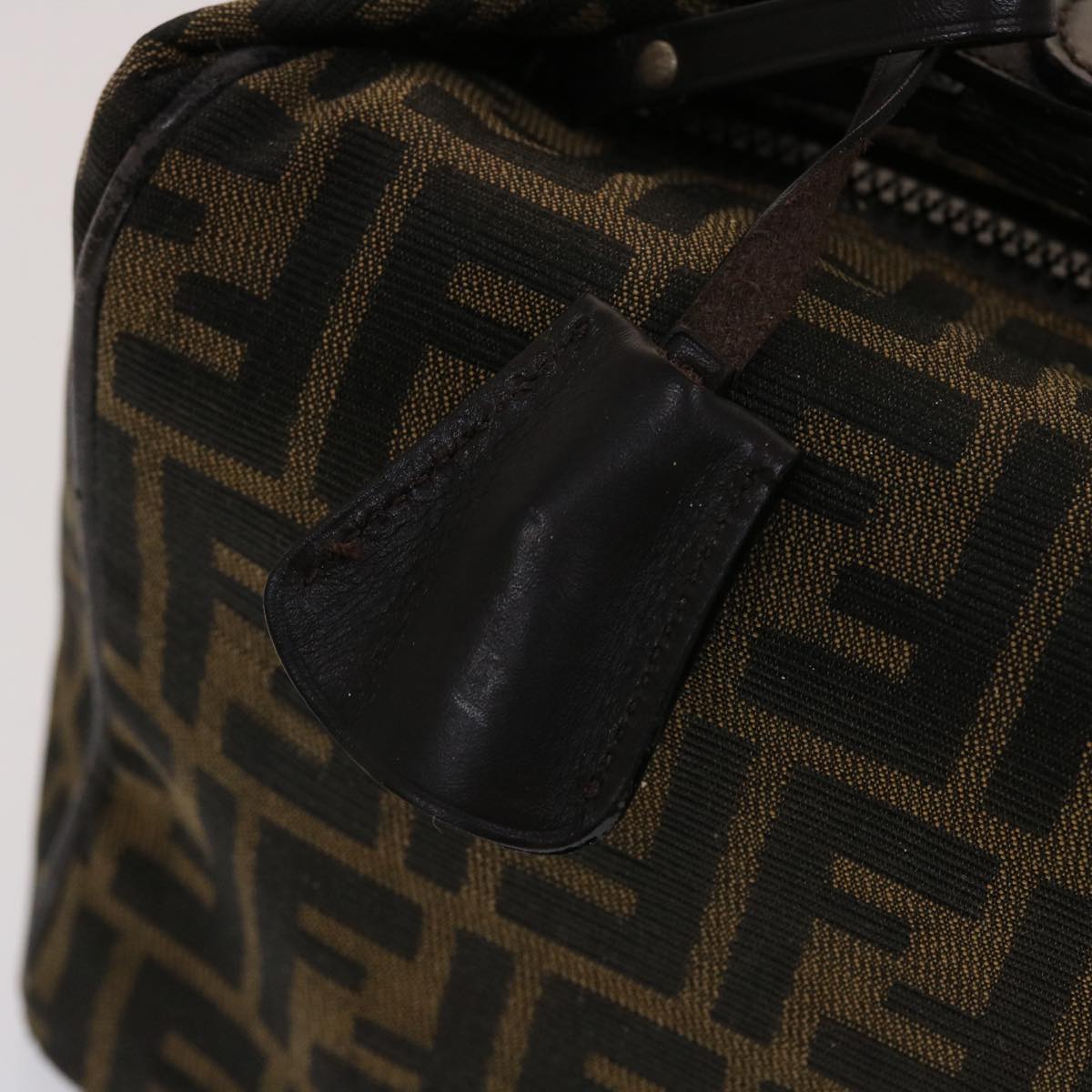 FENDI Zucca Canvas Pouch Leather Black Brown 2111 26348.098 48685