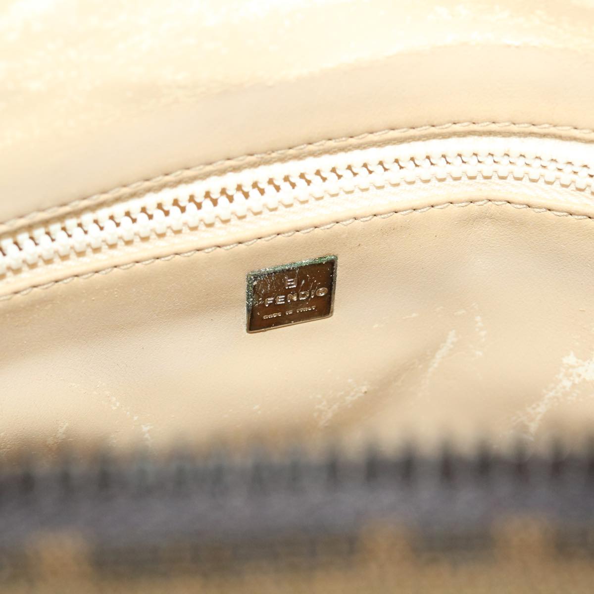 FENDI Zucca Canvas Pouch Leather Black Brown 2111 26348.098 48685