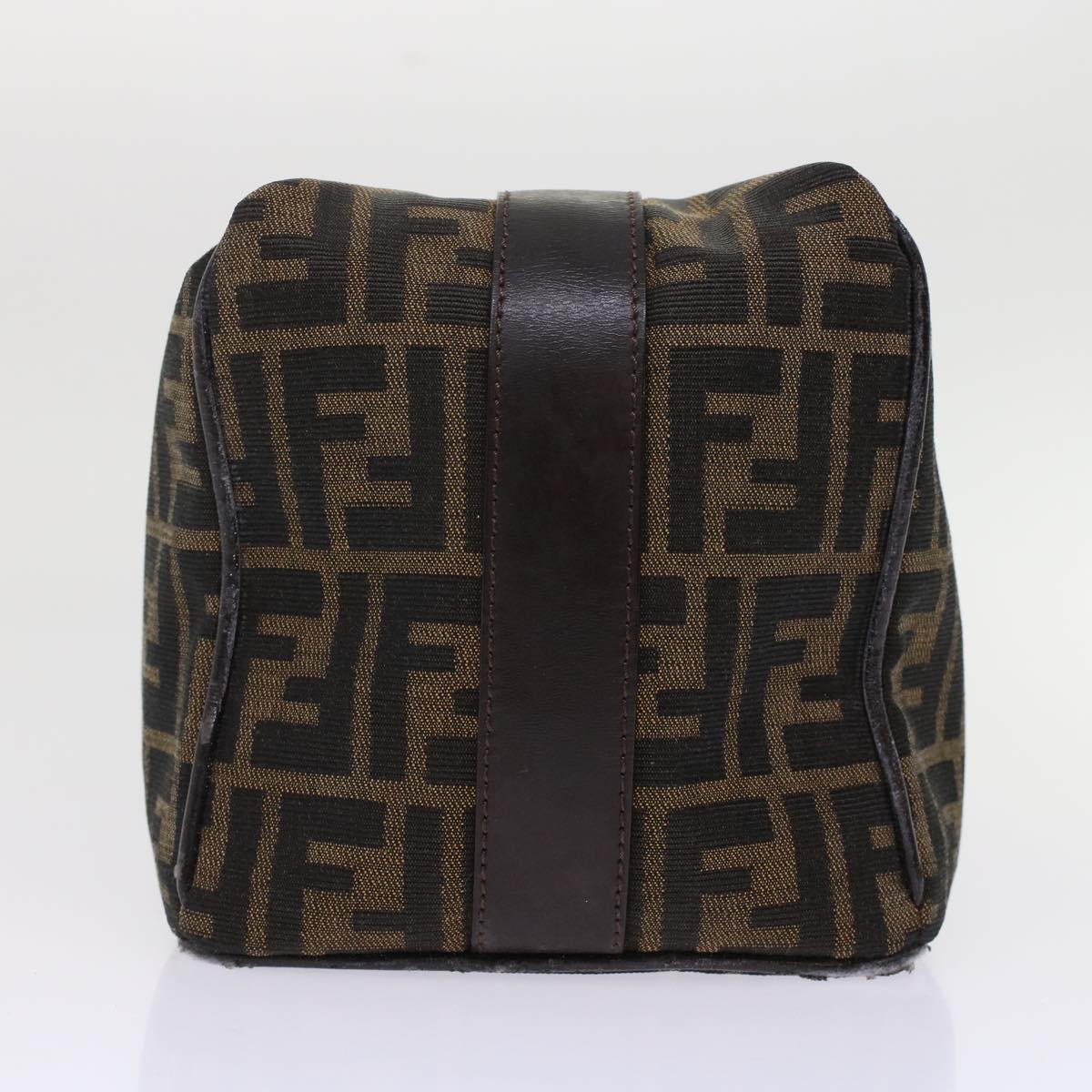 FENDI Zucca Canvas Pouch Leather Black Brown 2111 26348.098 48685