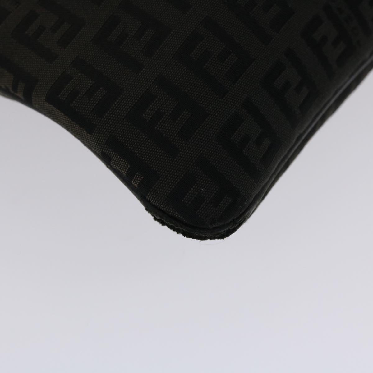 FENDI Zucchino Canvas Chain Shoulder Bag Black 49106