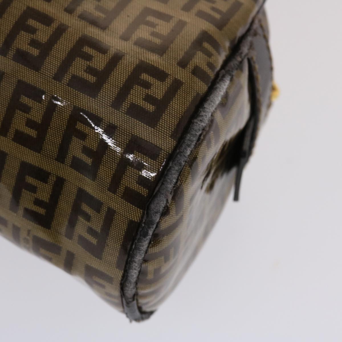 FENDI Zucchino Canvas Hand Bag Coated Canvas Brown 49107