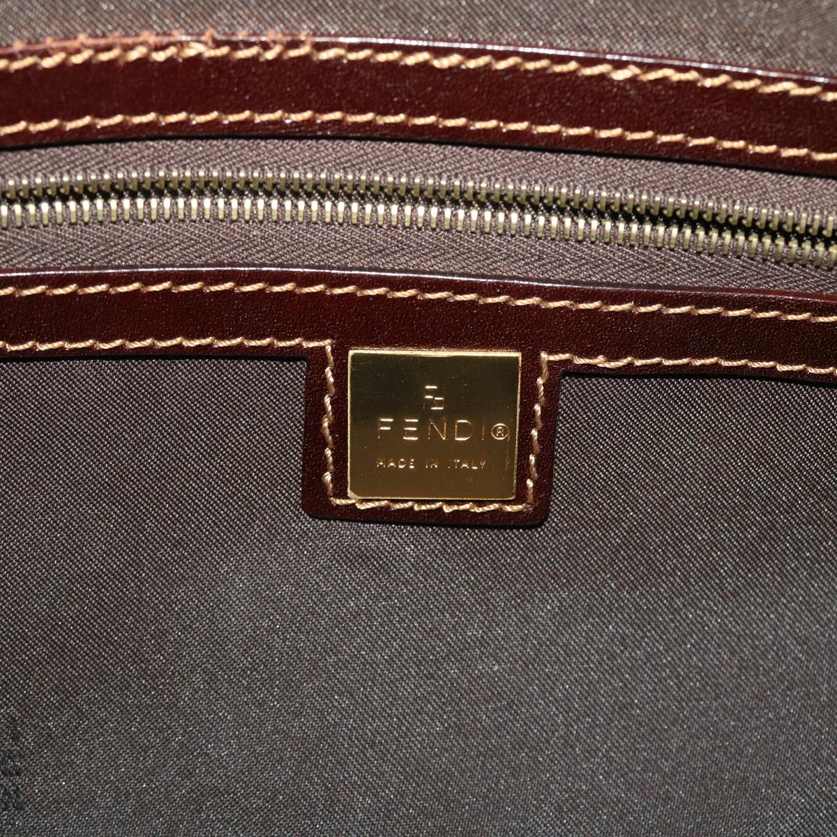 FENDI Zucchino Canvas Hand Bag Coated Canvas Brown 49107