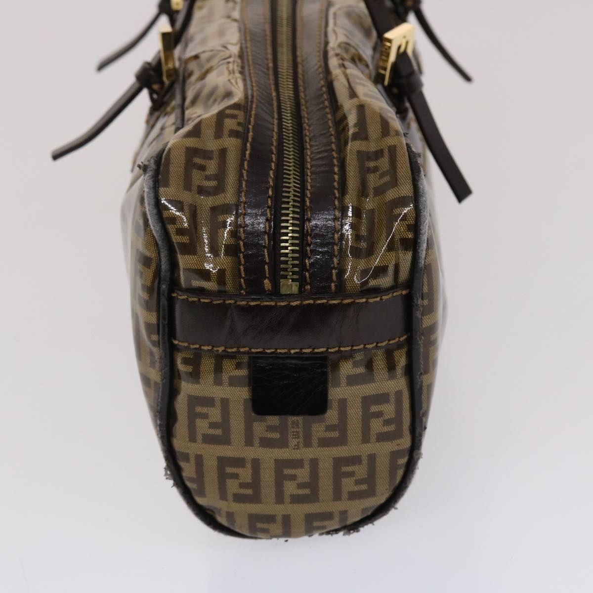 FENDI Zucchino Canvas Hand Bag Coated Canvas Brown 49107
