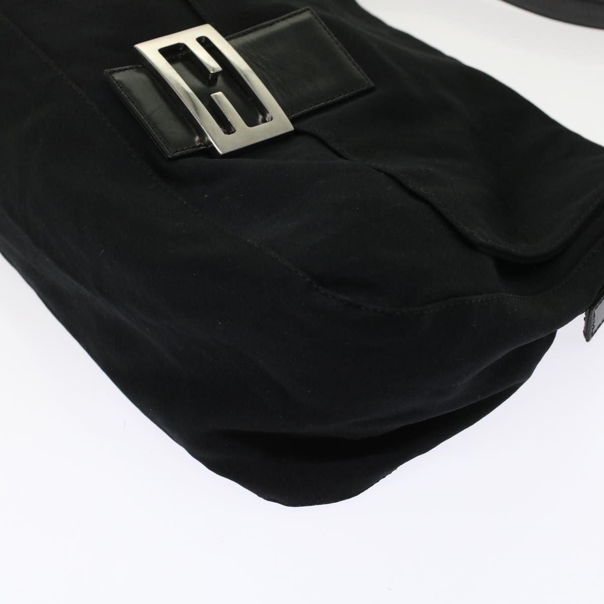 FENDI Mamma Baguette Shoulder Bag Nylon Leather Black 49109