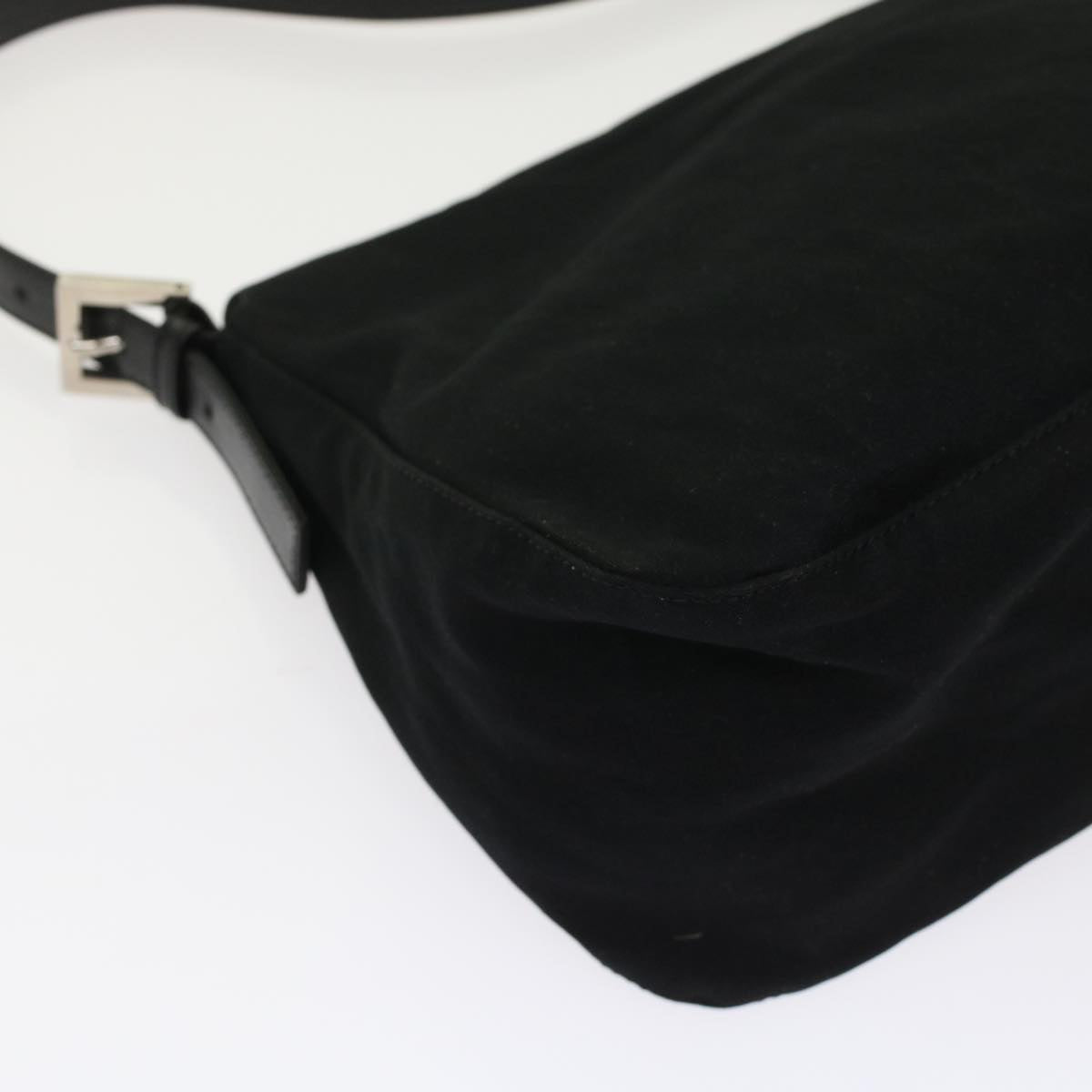 FENDI Mamma Baguette Shoulder Bag Nylon Leather Black 49109