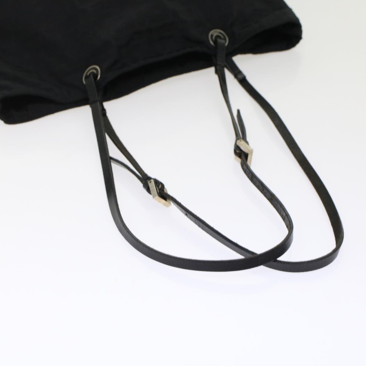 FENDI Zucchino Canvas Shoulder Bag Nylon Leather Black 49110